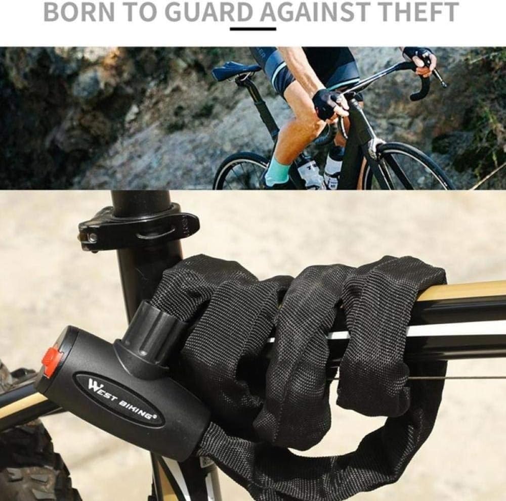 Fermeture de vélo, chaîne Serrure de chaîne de cyclisme de moto de chaîne renforcée de sécurité antivol en acier avec serrure de vélo à clé