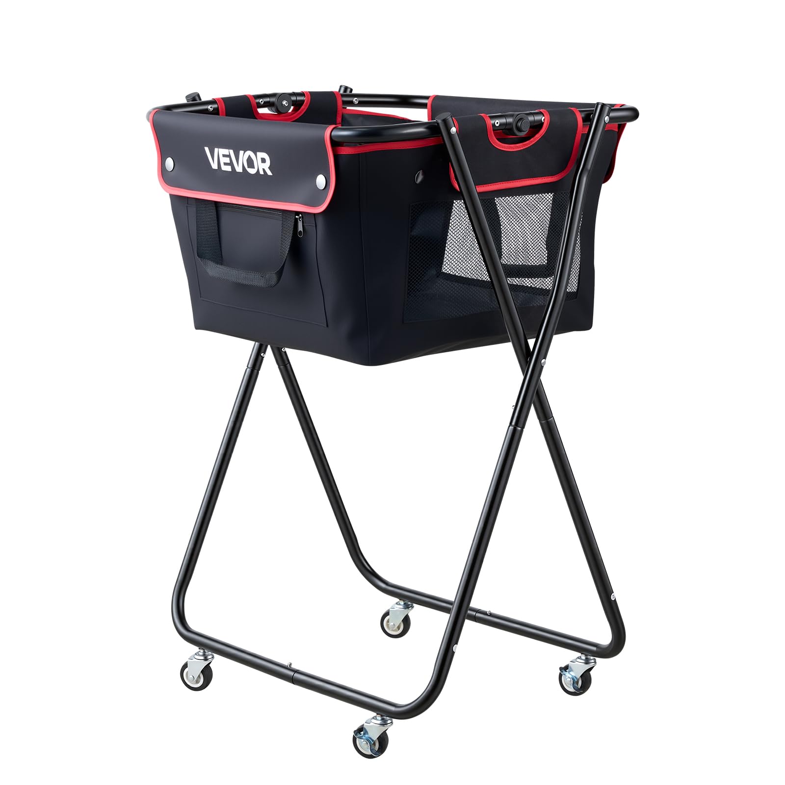 VEVOR Panier à Balles de Tennis avec roulettes, Capacité de 175 Balles de Tennis ou 290 Pickleballs, Chariot Pliable Ramasse-Balles en Acier, Panier Portable pour Entraînement, avec Sac de Rangement