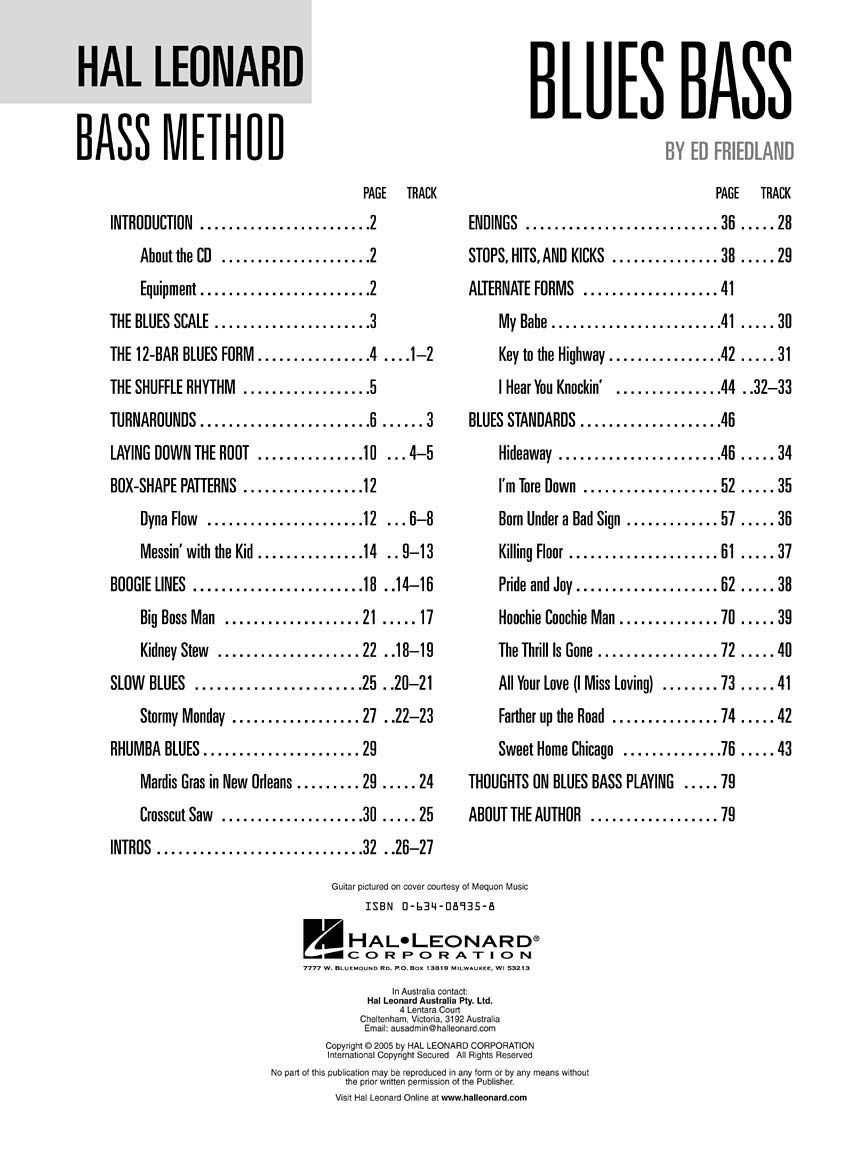 Hal leonard bass method : blues bass - recueil + enregistrement(s) en ligne: A Guide to the Essential Styles and Techniques
