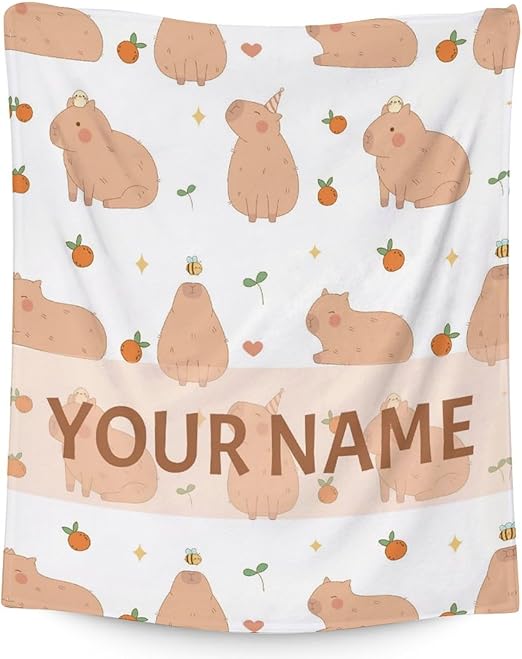 Personalized Blanket Gifts with Name - 50"x60" Cute Throw for Boys, Girls - White Soft Fuzzy Blankets for Bed, Couch & Living Room