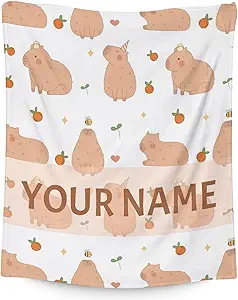 Personalized Blanket Gifts with Name - 50"x60" Cute Throw for Boys, Girls - White Soft Fuzzy Blankets for Bed, Couch & Living Room