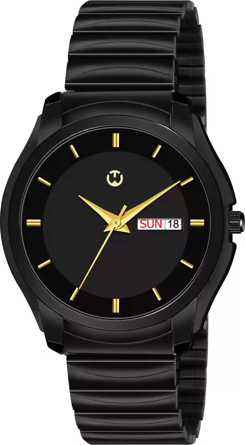 WIZARD TIMES Men’s Watch, Golden Stainless Steel Strap, Black Dial, Formal & Casual Wear, Water Resistant Watch, Analog Boys Watch, Gift Watch for Men (Black/Black) (B0DCT3V158) Amazon Price History, Amazon Price Tracker