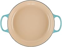 Vista 144 de Le Creuset Signature Cacerola de hierro fundido esmaltado, 3.5 cuartos de galón, color naranja (Flame)