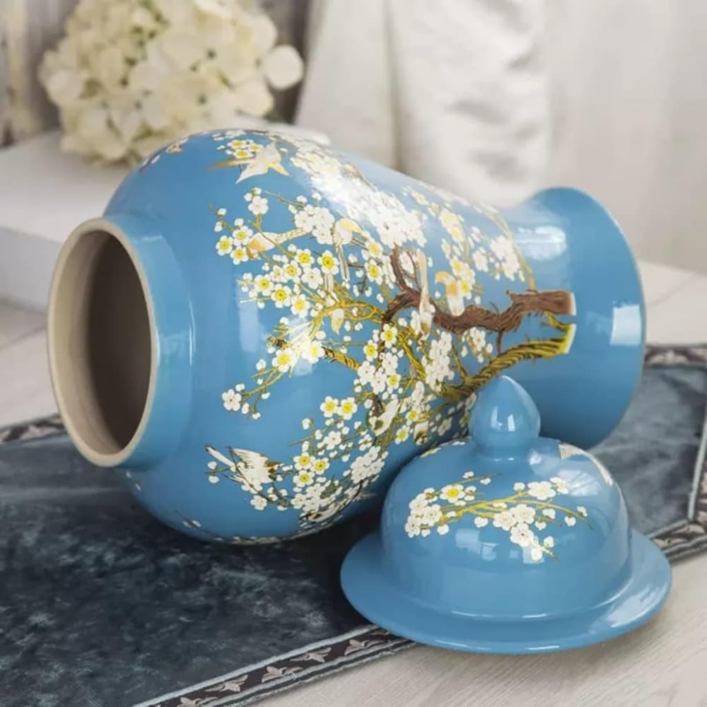 Bocaux Boîte de Gingembre en Céramique, Réservoir de Stockage Décoratif de Grande Capacité avec Couvercle, Boîte Générale Antique, Décoration Douce pour la Maison, Vase d