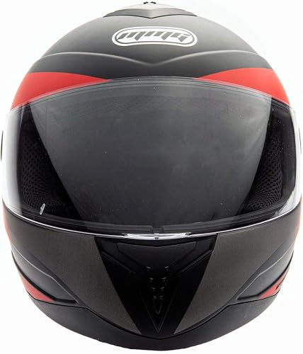 Miniatura 6 de MMG El casco integral para motocicleta DOT Street Legal viene con escudo transparente y protector ahumado de repuesto (MGAH26) (negro mate y rojo,
