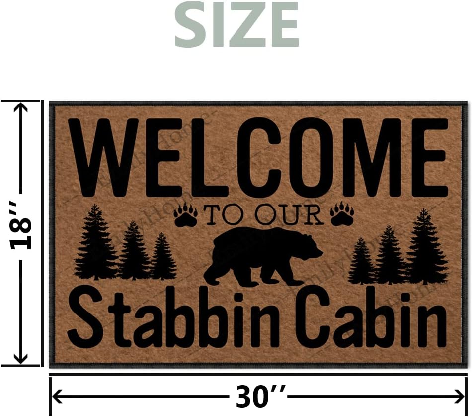 Entryway Rugs Indoor Non Slip, Welcome to Our Stabbin Cabin Outdoor Funny Welcome Mats for Front Door Mats Indoor Outdoor Home 30X18 Inch