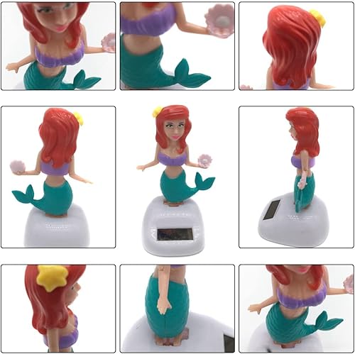 Miniatura 5 de ikasus Figura de sirena bailarina con energía solar para tablero de instrumentos de automóvil, decoración de cabeza de bailarina, adorno tembloroso,