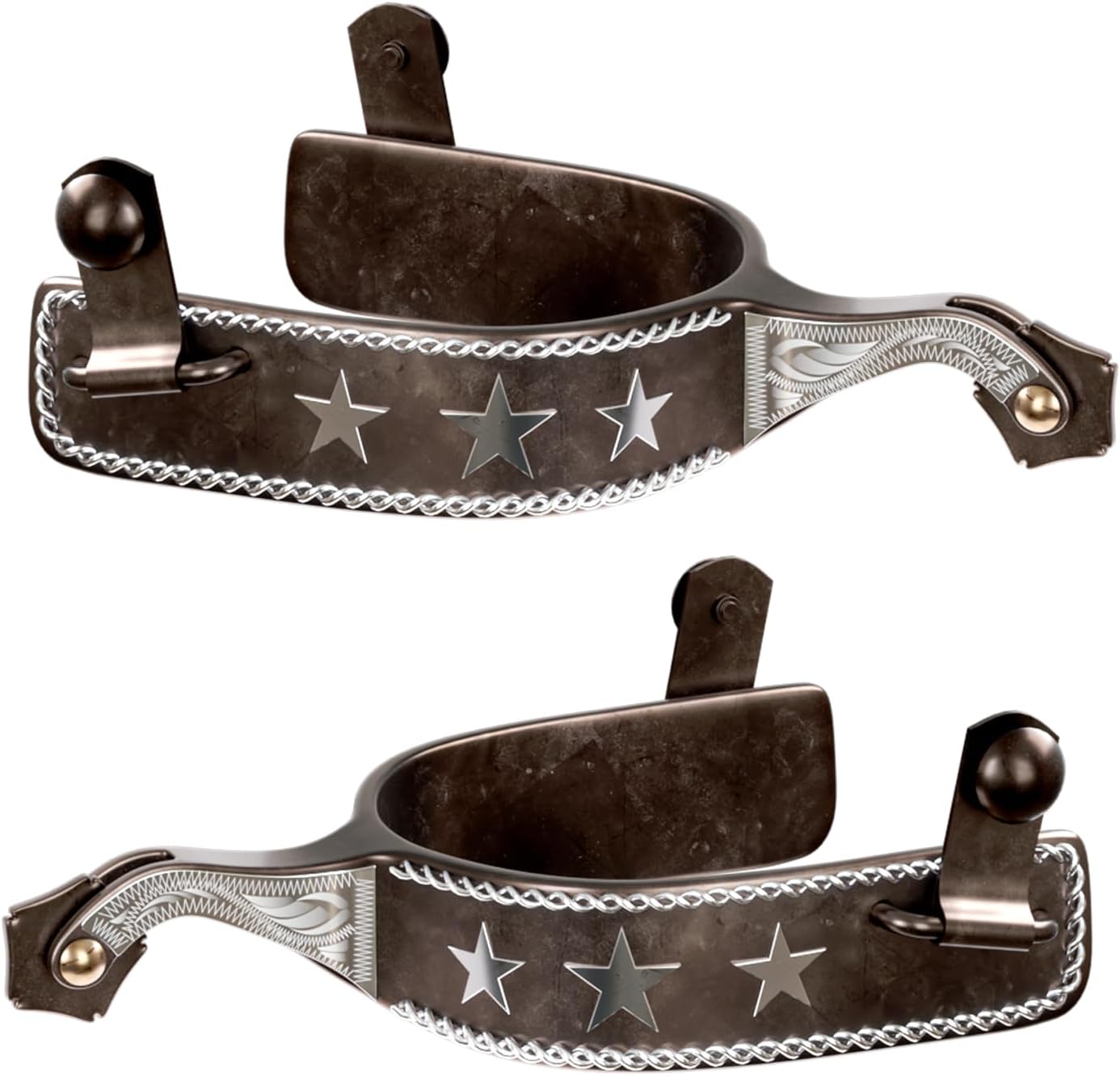 Western Cowboy Spurs, 1 Pair Horse Spurs with Rowels, Antique Horse Boot Spurs with Hand-Carved Decoration for Adult Equestrian