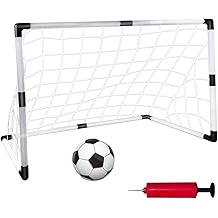 Kids Soccer Goal - Kids Backyard Soccer Net Portable Soccer Toy for Men Women Outdoor Play Interactive Sports with Inflator | Foldable Sports Training Equipment with Air Pump and Ball