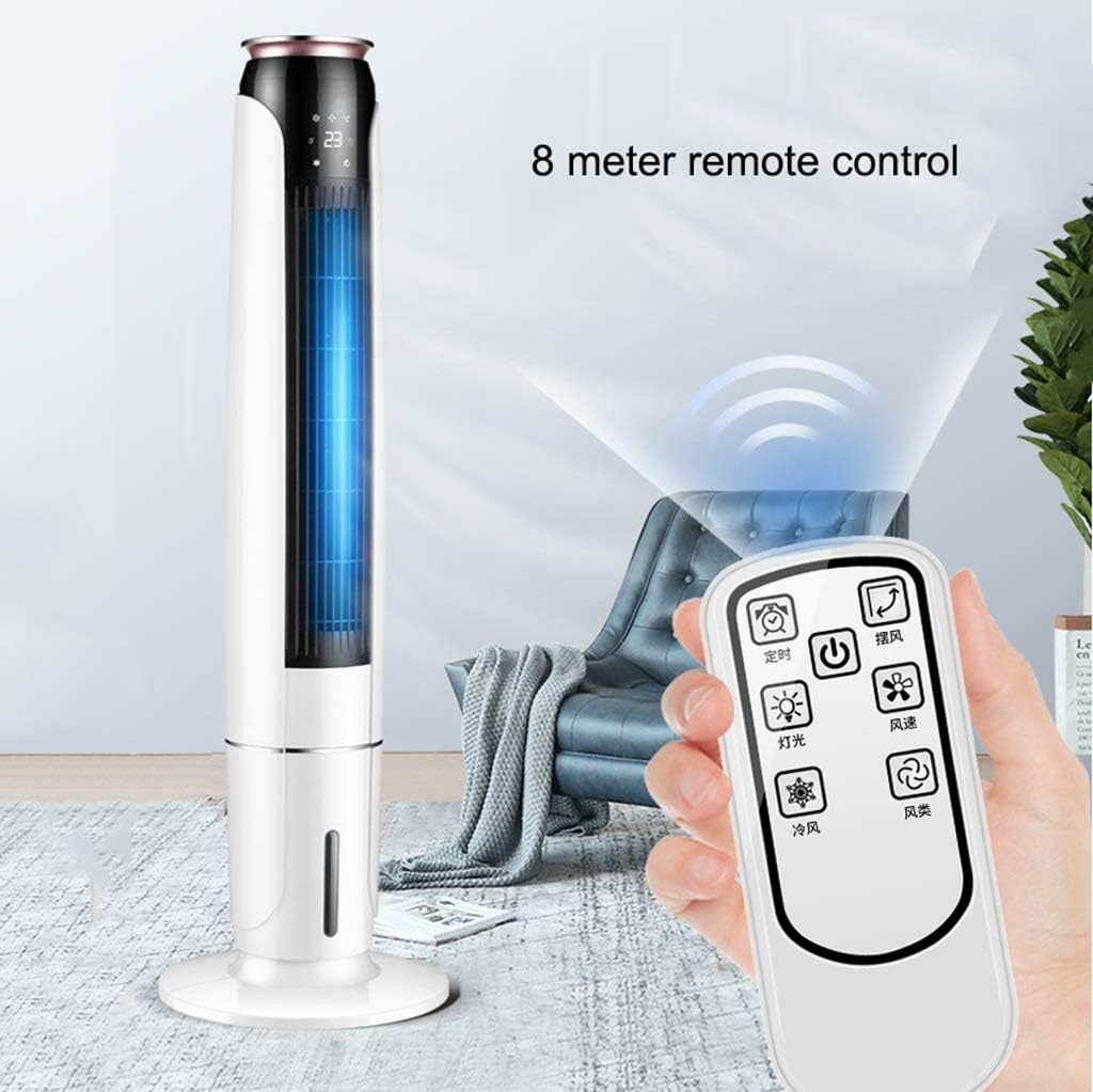 Cooler Tower Fan with Remote Control Household Cooling Fan 12 Hours Timer Umidificatore Purificante 3 Speed Settings White