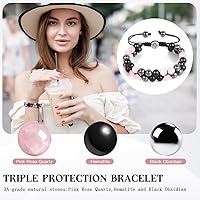 Vista 35 de Triple Protection Bracelet - for Protect & Balance - Energy Crystal Handmade Bracelets for Men Women Blue