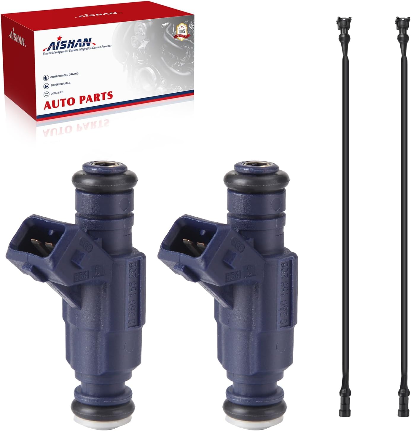 2PCS Fuel Injectors with Wiring Harness 4 Holes Compatible with Polaris Sportsman X2 700 800 Ranger Crew 700 800 XP RZR 4 800 Replace# 0280156208 1253558, 1202863