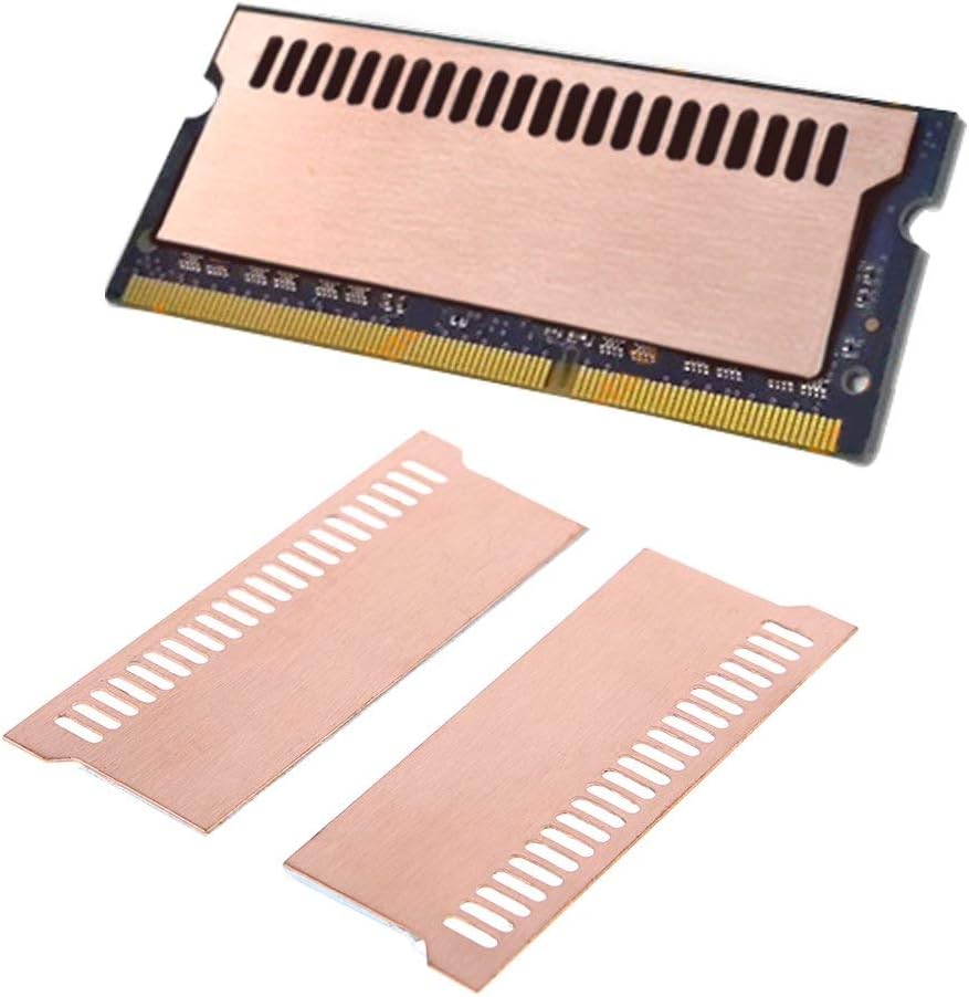 Laptop Memory Heatsink Kit, Copper Heat Sink + Pre-Applied Thermal Conductive Adhesive Tape, Cooler Heatsink Pad for Cooling Laptop Notebook Memory RAM DDR5 DDR4 DDR3 SODIMM