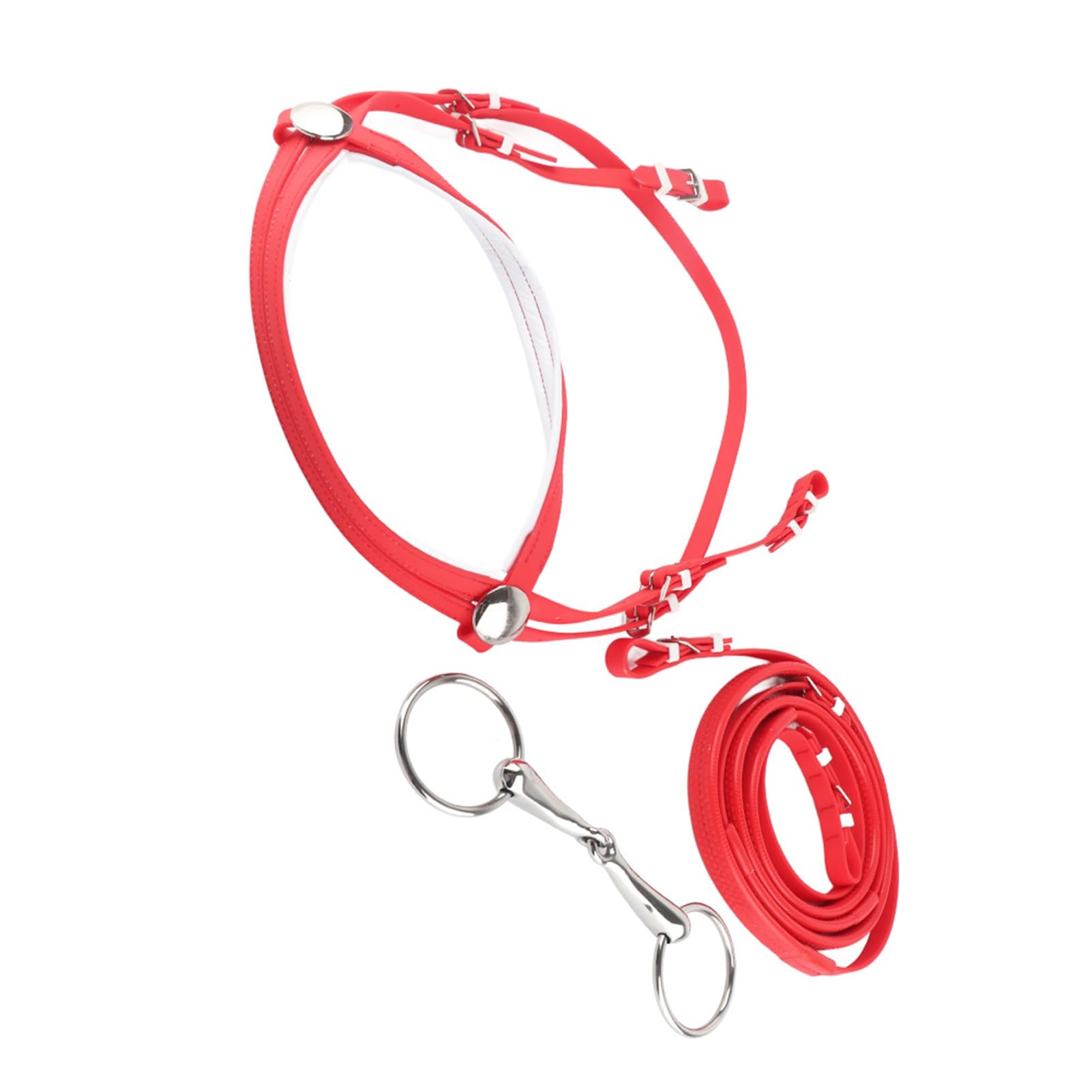 Redini Per Cavalli in PVC, Briglie Per Cavalli Riendas Para Caballos Redini Divise Rimovibili Redini da Concorso in Acciaio Inossidabile Filetto Cavo