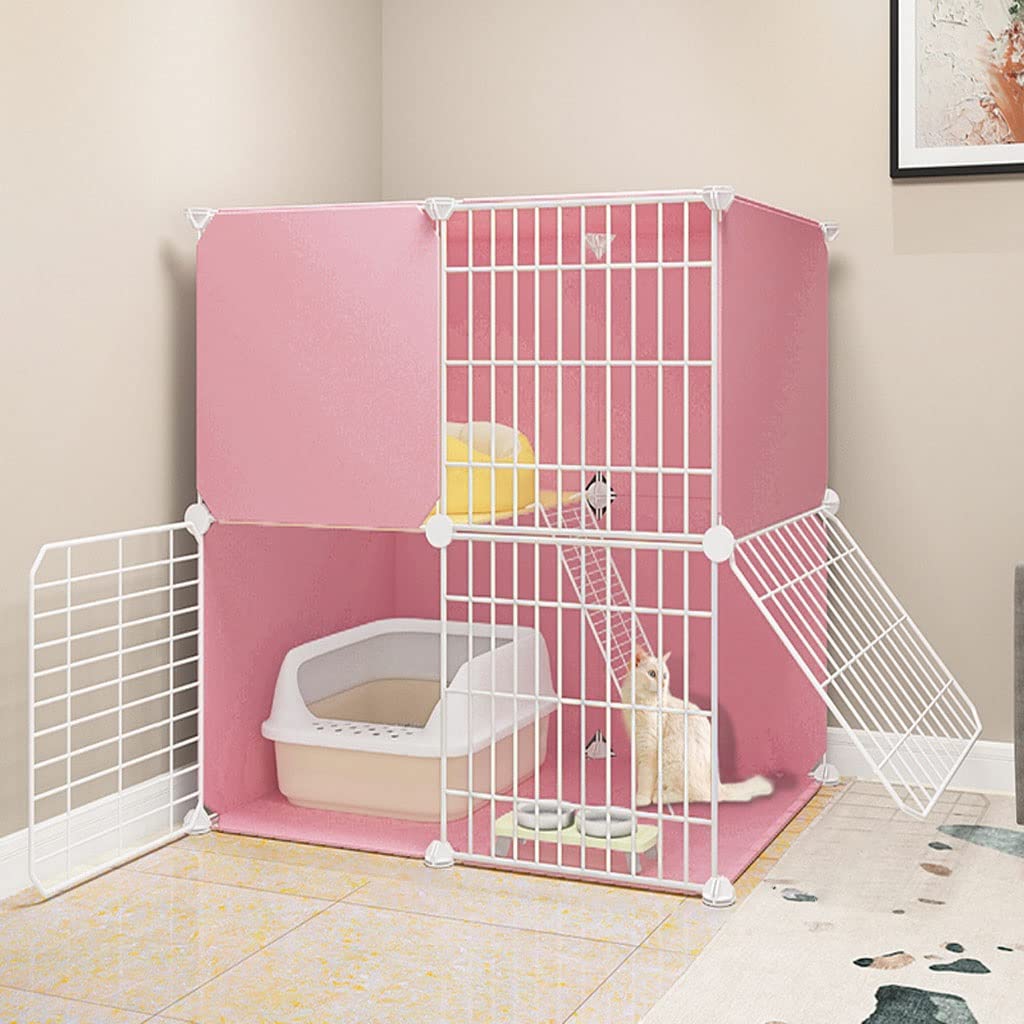 Duża klatka dla kota, ogrodzenie dla kota Odpinany drut metalowy Kryty Domek dla majsterkowiczów Duży trening Idealny dla 1-2 kotów (Rozmiar: 72x47x72cm)