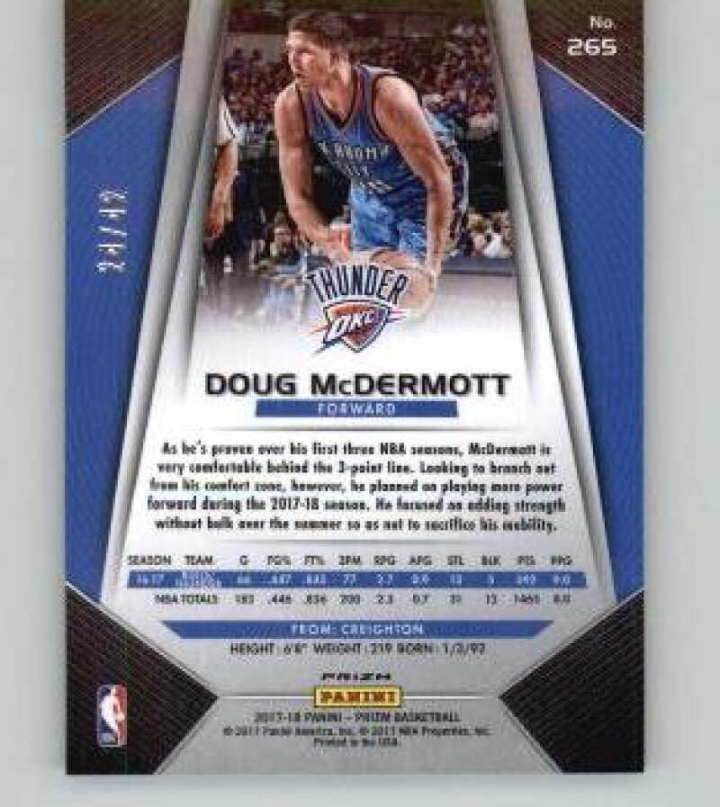 Miniatura 2 de 2017-18 Panini Prizm Prizms Pink Pulsar #265 Doug McDermott 42 Oklahoma City Thunder NBA Basketball Trading Card