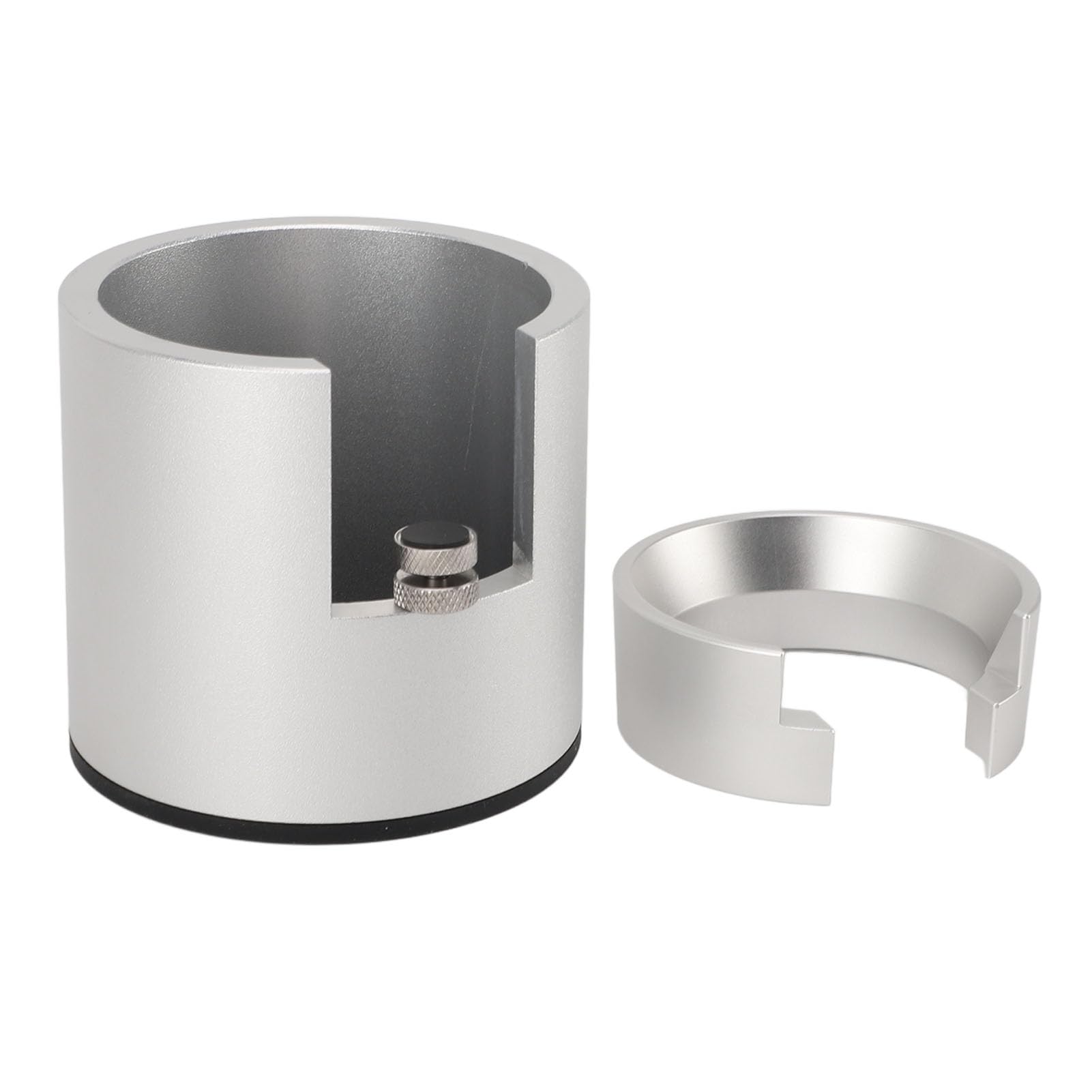Jeanoko Uchwyt na Filtr do Kawy z Lejkiem Dozującym, Stojak do Ubijania ze Stopu Aluminium do Kolby do Ekspresu do Kawy 58mm, Domowy Barista (Srebrny)