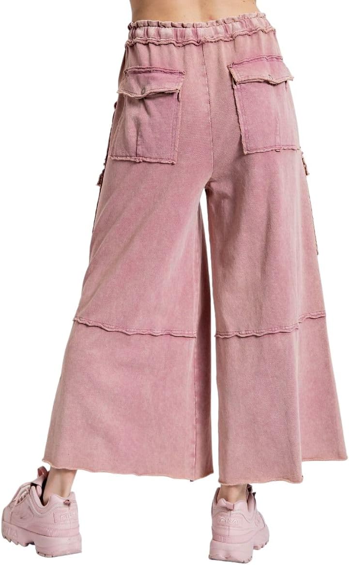 Easel Game On Washed Wide Leg Cargo Pants - Image 5