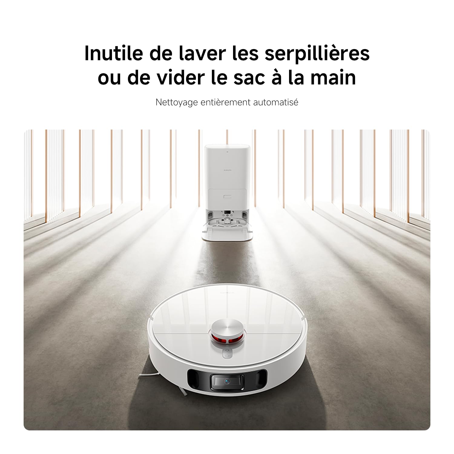 XIAOMI Robot Vacuum X10+ Blanc, Collecte Automatique de la poussière, Aspiration jusqu'à 4000Pa, Nettoyage des serpillères Automatique, 2 Heures d'autonomie, Brosse Inclus