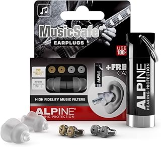Alpine MusicSafe Tampões para os ouvidos para músicos - Melhore a sua experiência musical com dois filtros intercambiáveis. Proteção auditiva hipoalergénica, tampões reutilizáveis - transparente