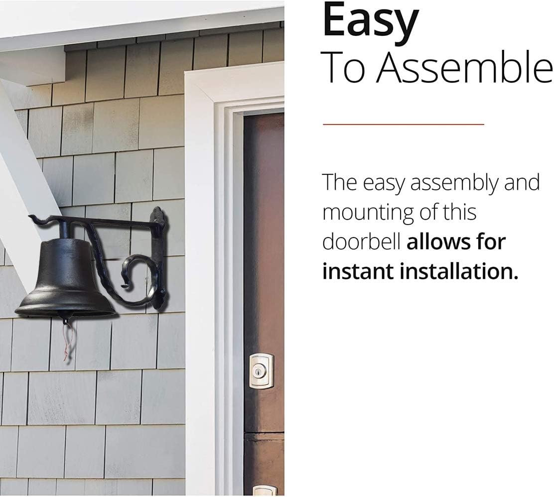 NACH Rustic Cast Iron Doorbell, Medium Door Bells for Homes, Classic Dinner Bell, Black Doorbell, 12.2 x 7.7 x 8.3 Inches, JS-90-096 NACH Rustic Cast Iron Doorbell, Medium Door Bells for Homes, Classic Dinner Bell, Black Doorbell, 12.2 x 7.7 x 8.3 Inches, JS-90-096