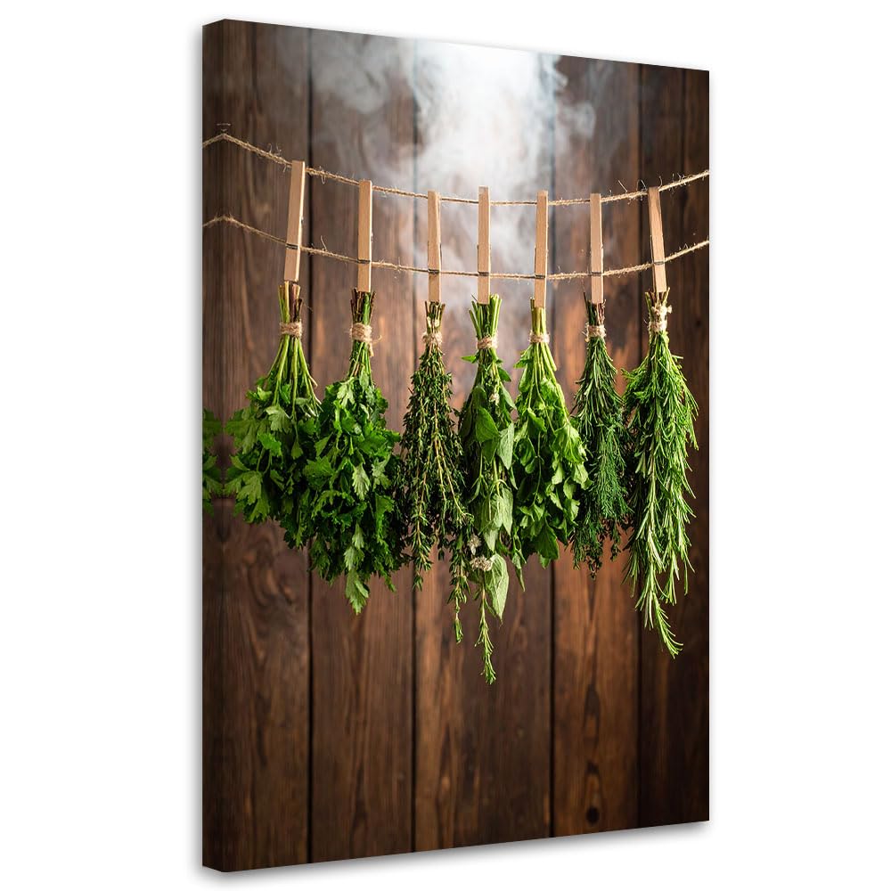 Feeby Leinwand Bilder - Bild Küche - Kräuter Gewürze - 70x100 1tlg - Deko Deko Esszimmer Groß - Dekoration Canvas - Gemälde - Modern Wandbilder - Kunstdruck