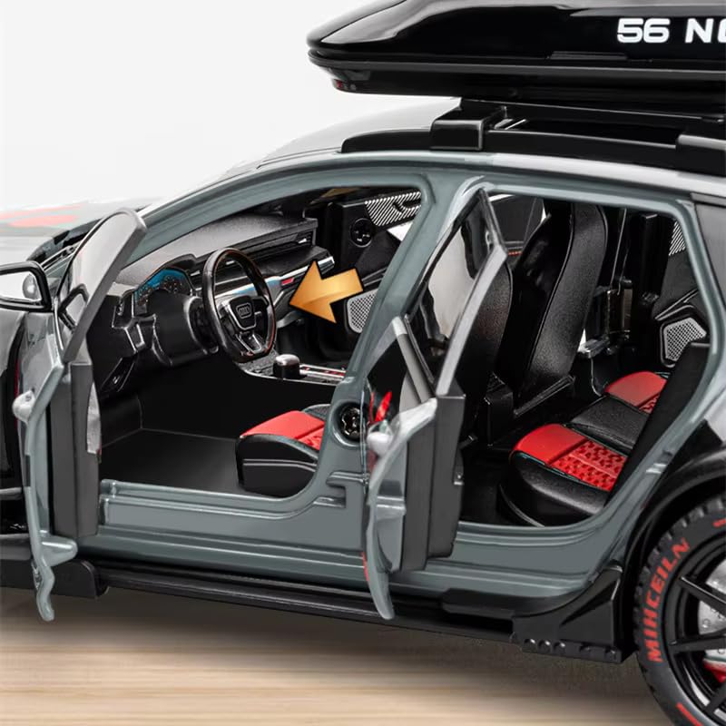 Image of VBE 1:24 Audi RS6 Modified Diecast Metal Pull Back Car with 6 Openable Doors with Sound and Light Toy Decoration car Best Gift Toys for Kids ?Colors as Per Stock?