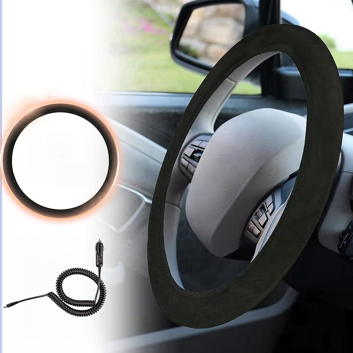 Heated Steering Wheel Cover,12V Fast Heating Steering Wheel