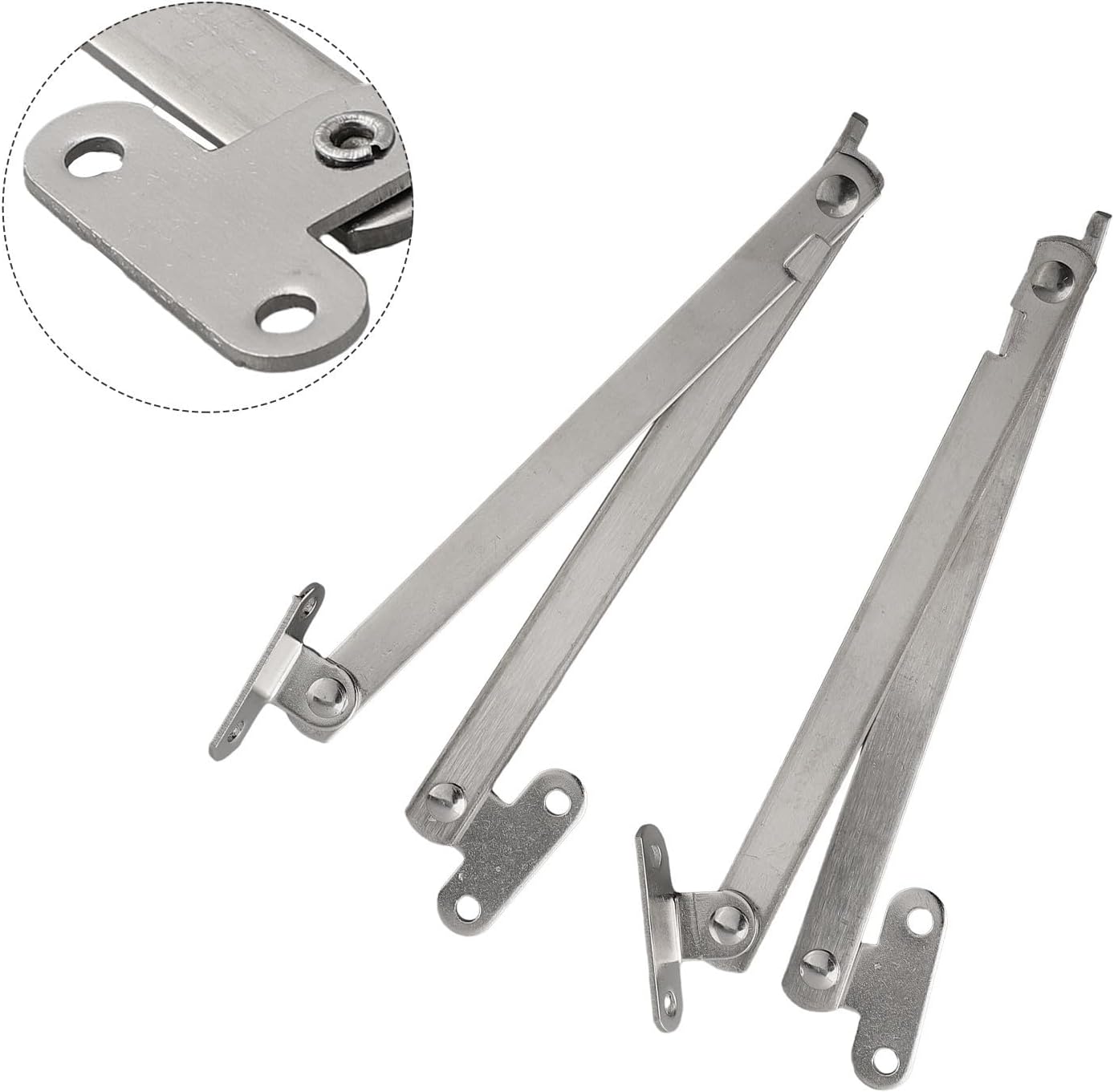 Stainless Steel Hinge, 180 Degree Folding Lid Support with Soft Close for Cabinet Furniture Door, Box Lid Stay Hinge Compatible with Office Shelf Bookshelf Storage Units