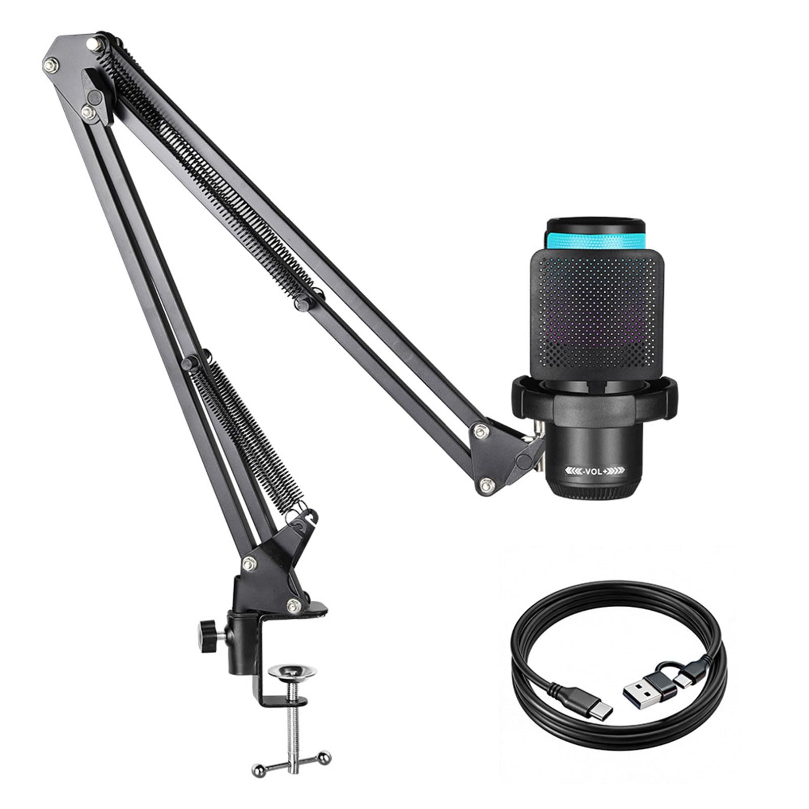 Micrófono USB de estudio profesional con filtro reductor de ruido para transmisión de video y canto profesional, micrófono condensador USB con filtro de ruido para transmisión