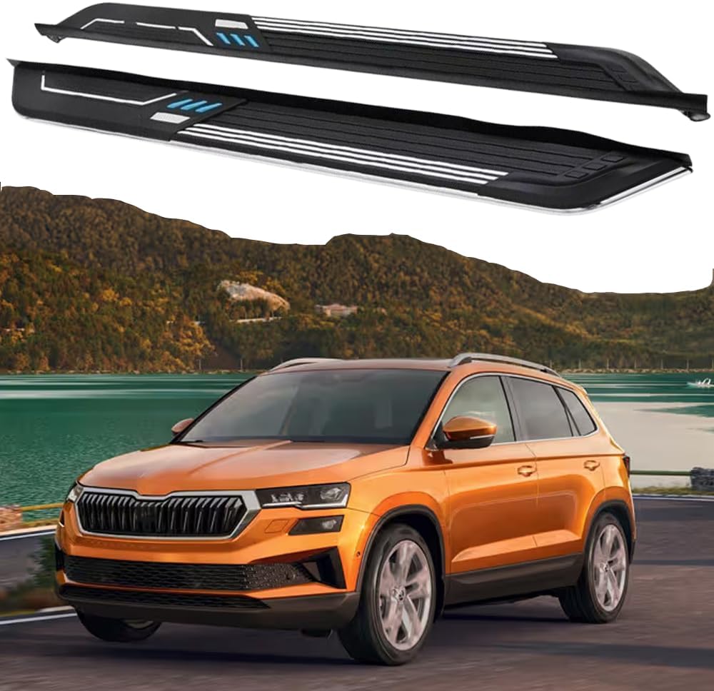 2PCS Side Steps Black Running Boards Fits for Skoda Karoq 2018-2025 Side Pedal Side Steps All Black nerf Bars