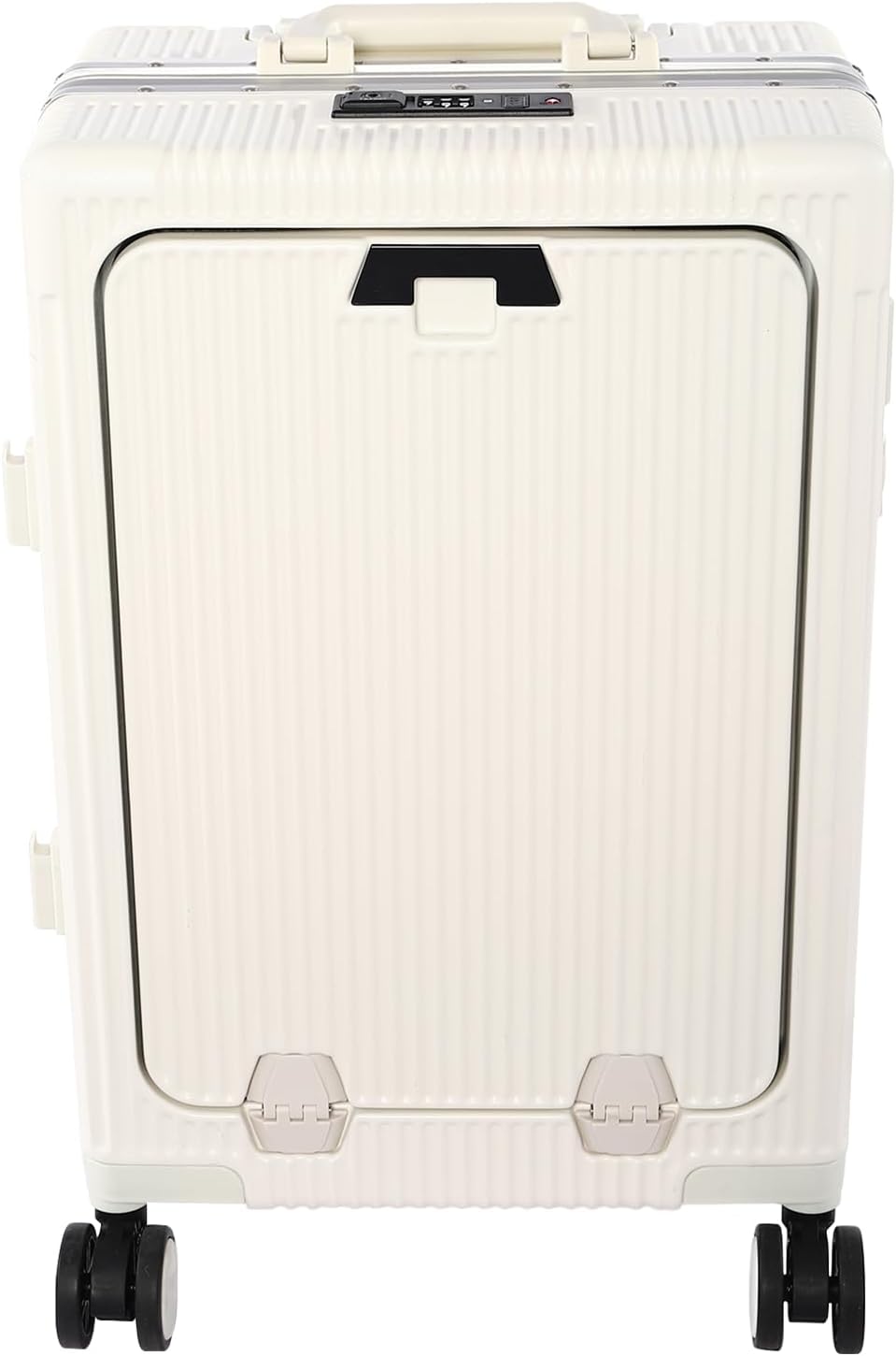 Carry-On Underseat Luggage with Wheels Airline Approved,20 inch Expandable Rolling Suitcase,Carry On Luggage with USB Port, Cup Holder, and Password Lock,for Business Travel (20inch White)