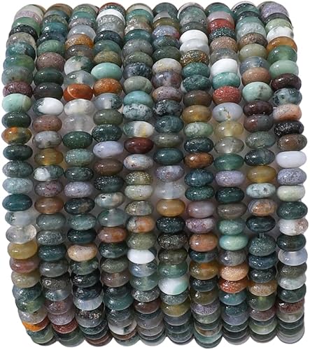 Cuentas de piedra de disco de ágata india natural de 0.16 x 0.079 pulgadas, 160 cuentas de piedras preciosas sueltas para diseño de joyería