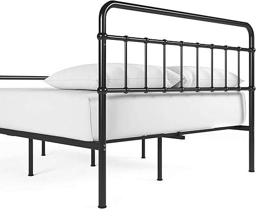 Miniatura 29 de Zinus Florence - Base de cama con plataforma de metal, base de colchón, no necesita somier, fácil montaje, blanco, tamaño matrimonial. Blanco,Negro