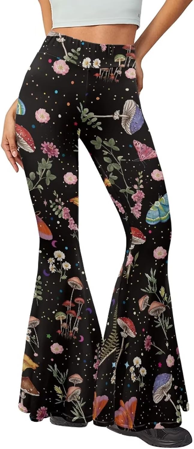 High Waist Hip Lifting Bootcut Yoga Pants Tummy Control Bell Bottom Flared Yoga Leggings for Women Size XS-2XL