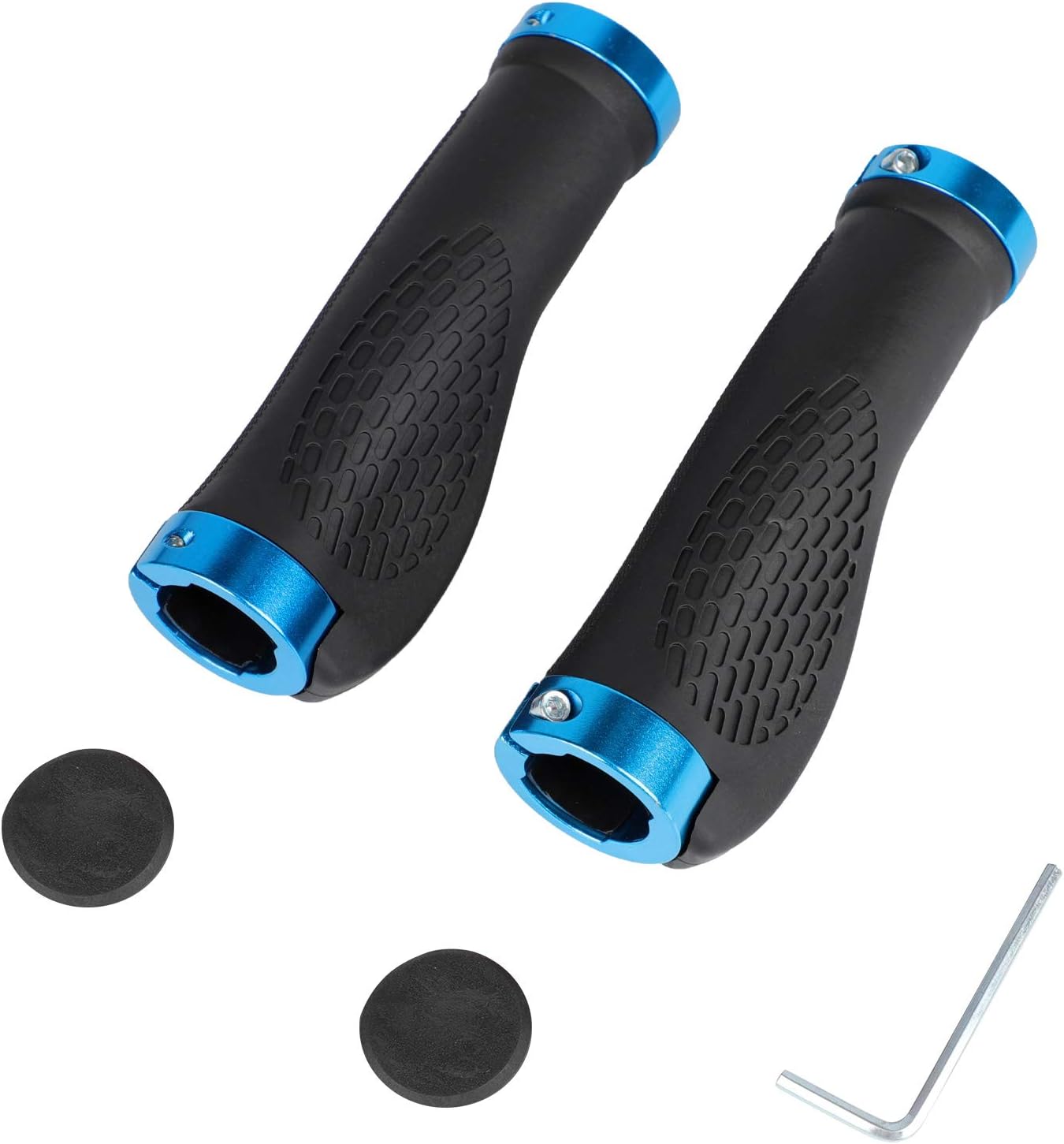 Bike Grips Handbars Ergonomic Design Rubber Bicycle Grips with Widen Holding Surface Unti-Skid Handlebar Grips Shockproof Handlebar Cover for Bike Mountain Road MTB (Blue)