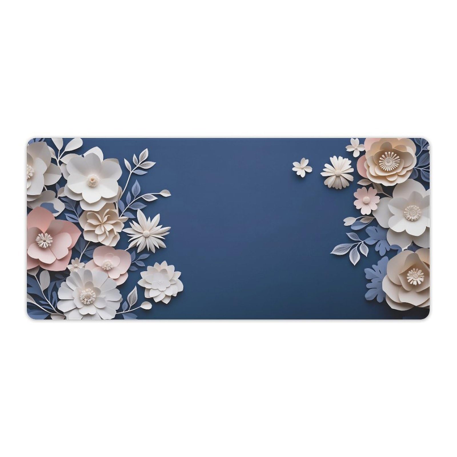 Floral Large Mouse Pad 16"×36" inch Extended Gaming Mousepad Desk Mat Long Computer Keyboard Non-Slip Base Stitched Edges for Home Office Work