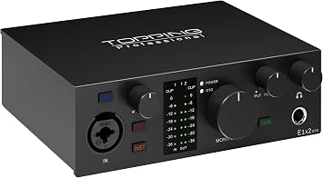 TOPPING E1X2 OTG USB Audio Interface | XLR Mic Preamp, 48V Phantom Power, 24bit/192kHz, 8 DAW/6 Loopback Channels, PC & Mobile Recording, Dual Livestream, Zero-Latency Mixer, High-Res PlaybackBlack