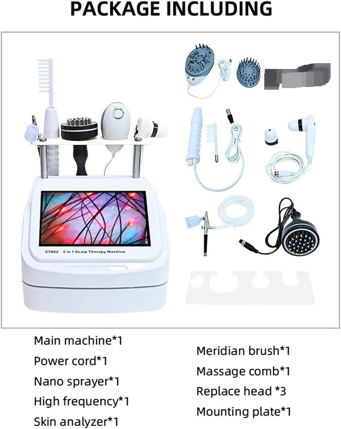 5 in 1 Kopfhaut-Analysator-Maschine mit 10-Zoll-LCD-Bildschirm, Haar-Formel-Detektor und Massagegerät für Salon-Gebrauch, Nicht-invasives Haut-Gesundheitsbewertungs-Tool für die häusliche Pflege