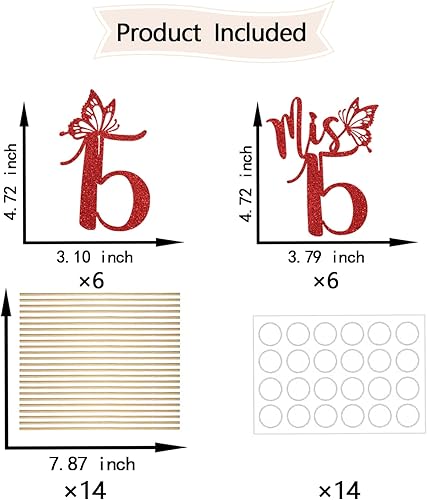 Miniatura 7 de Mis 15 palos de centro de mesa, decoraciones de feliz cumpleaños 15, Hello 15, Cheers to 15 años, suministros para fiesta de aniversario, 12 piezas