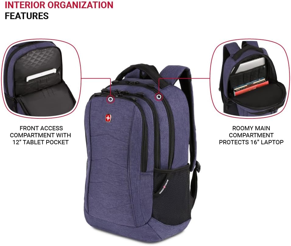 SwissGear 5668 Laptop Backpack, Navy Heather, 18.25 In - Image 4