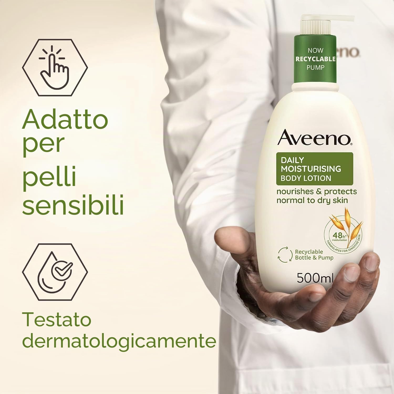 Aveeno Crema idratante per la cura quotidiana, 500 ml, confezione da 2
