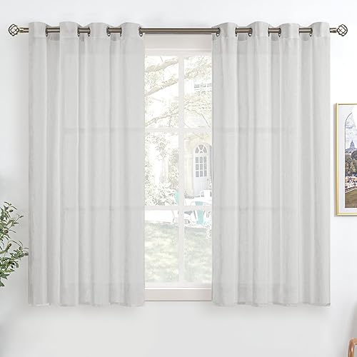 Miniatura 10 de BGment Cortinas semitransparentes con aspecto de lino, para dormitorio, con ojales, con textura, filtran la luz casual, privacidad, para sala de