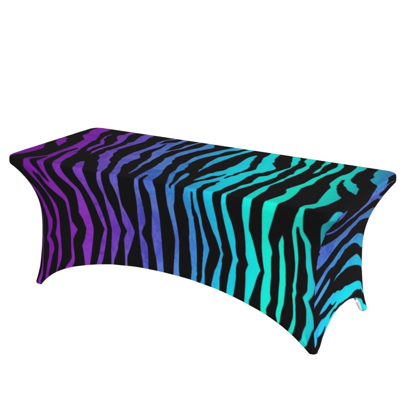 ERCgad Purple Blue Green Camouflage Zebra Stripes Print Rectangular Tablecloth Dining Banquet Party Events Home Celebration Table Cover