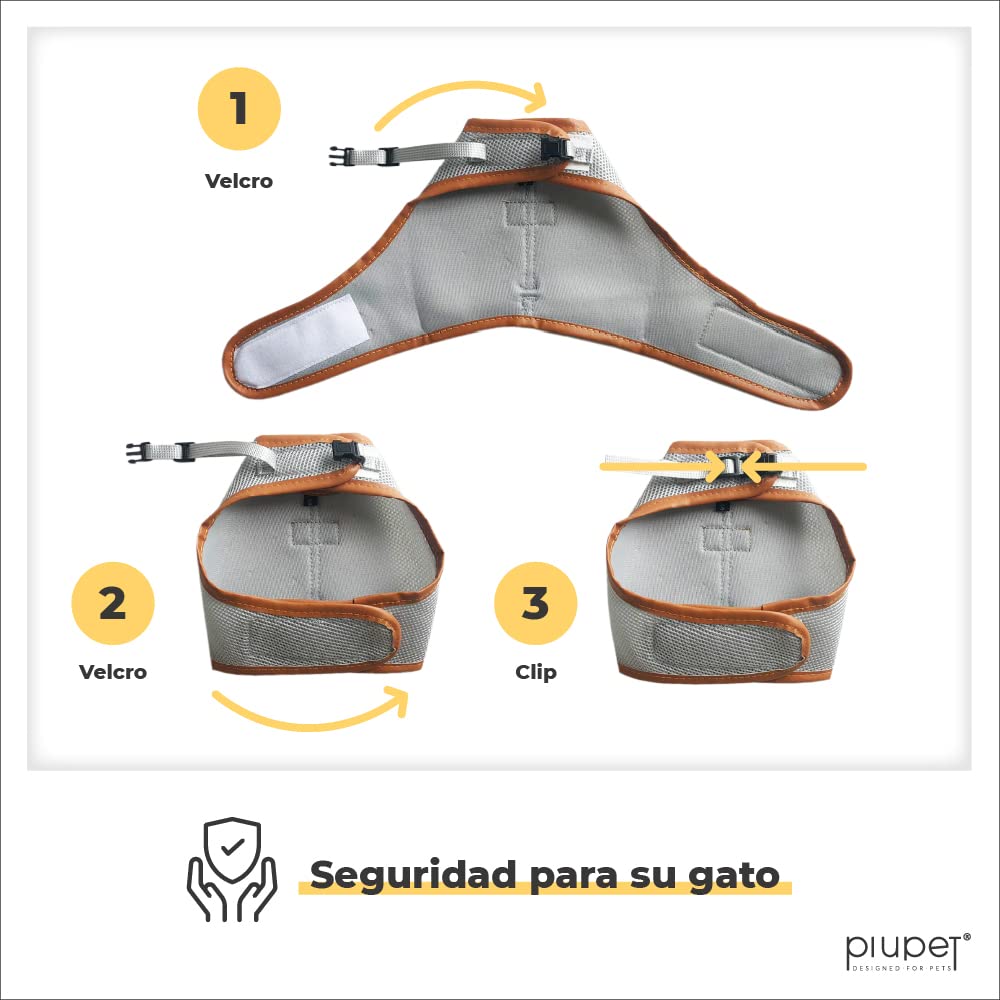 PiuPet® Arnes antiescape para Gatos (M) 1,2m - Collar Seguro y Robusto - Correa para Perro pequeño