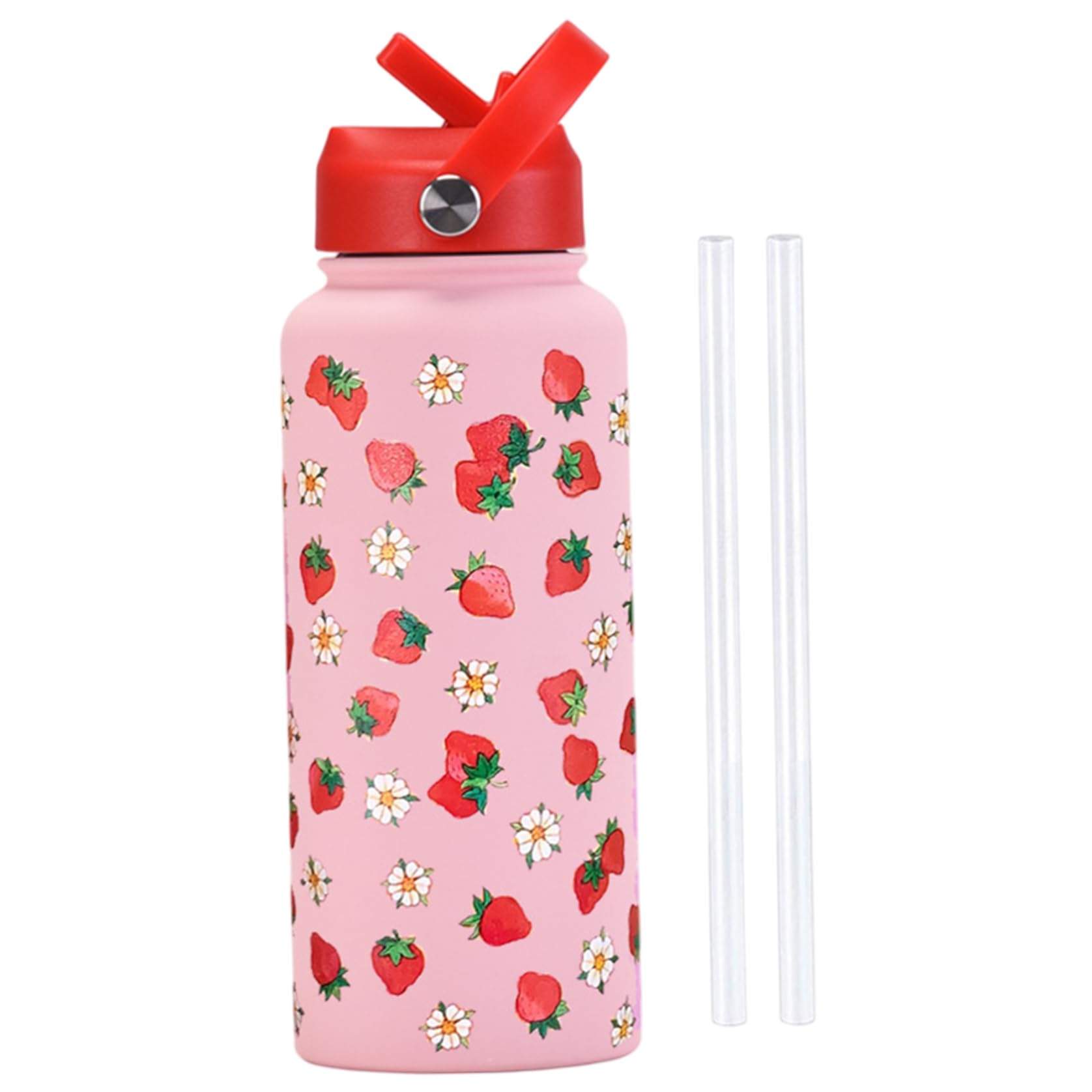 Bouteille d'eau acier inoxydable 1L gourde isotherme fraise pour fille