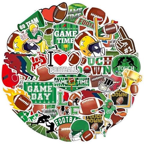 192Pcs Football Stickers, Football Sticker Football PVC Waterproof Stickers with 32 Patterns Football Motivation Self-Adhesive Decal Football Stickers for Water Bottles Sport Football Lover Cover