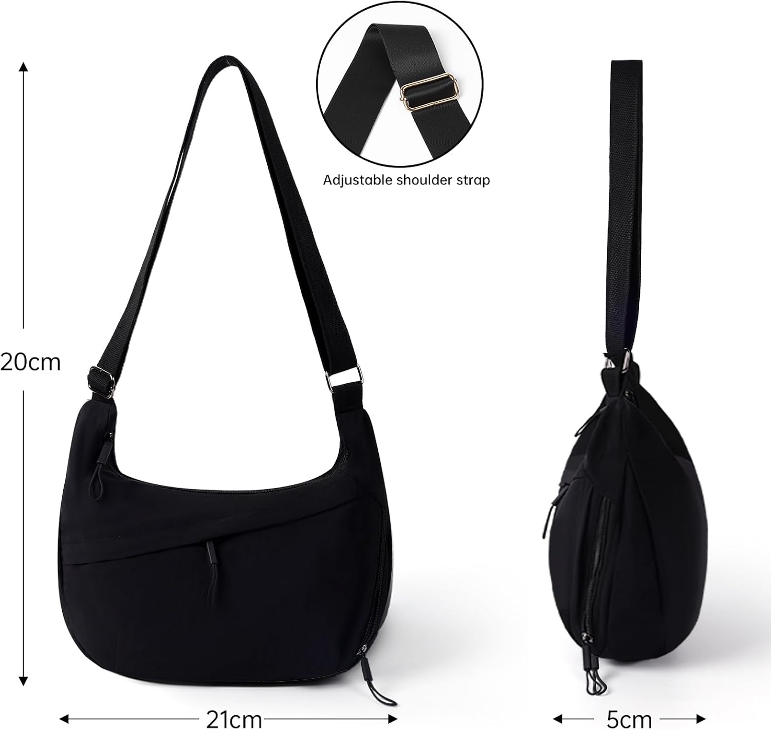 Crescent Bags for Women Nylon Hobo Crossbody Bags Casual Shoulder Handbags Multi-Pocket Sling Bag Lightweight Crossbody Purse - Image 3