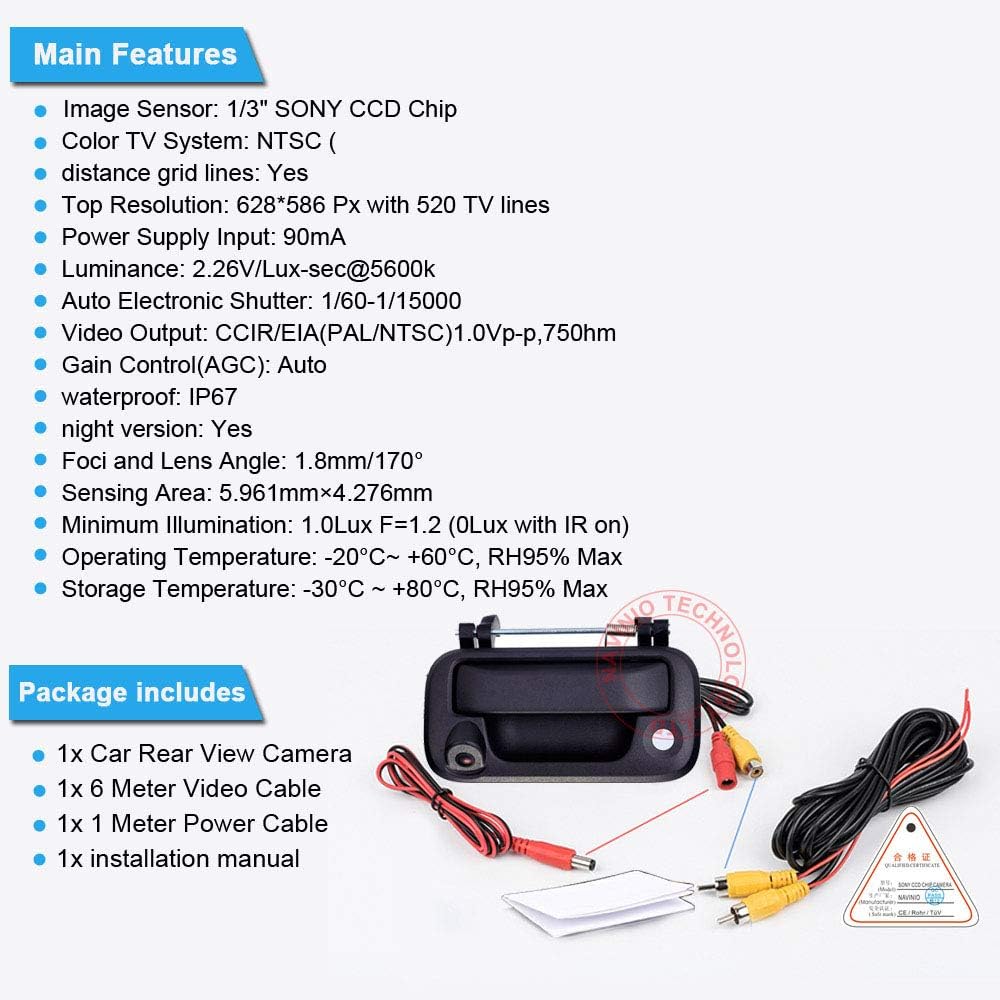 Suреr Dеаl Prоduсt HD Trunk Handle Vehicle Camera Waterproof Tailgate car Rear View Back up Reverse Camera Parking for Ford F150 F250 F350 F450 F550 2008-2014j Night Vision