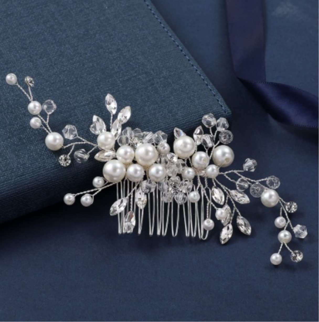 Elegantes Peinetas Para El Pelo Peine para el cabello, peine de inserción, flor esmaltada, horquilla, accesorios para el cabello de novia, peine lateral para el cabello, piezas de cabeza de perla Pein